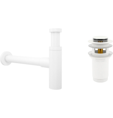 Комплект Wellsee Drainage System 182123001 с донным клапаном с переливом, матовый белый