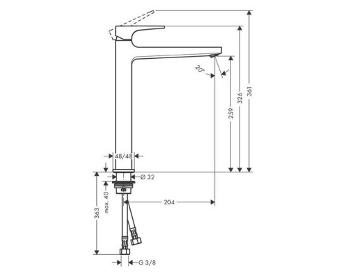 Hansgrohe Metropol Смеситель для раковины, однорычажный, высокий 32.6см., на 1 отв., излив: 16,5см., цвет: хром. 74512000 Hansgrohe Metropol Смеситель для раковины, однорычажный, высокий 32.6см., на 1 отв., излив: 16,5см., цвет: хром. 74512000