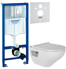 Комплект Унитаз подвесной Bien Ion безободковый, с биде + Инсталляция Grohe Rapid SL 38772001 3 в 1 с кнопкой смыва + Шумоизоляция 37131000