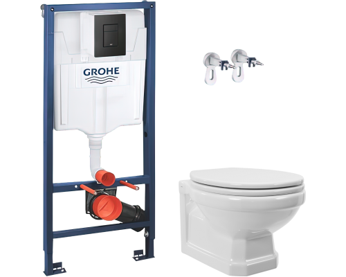 Комплект Унитаз подвесной STWORKI Драммен HDC609WH с микролифтом + Инсталляция Grohe Solido 38811KF0 3 в 1 с кнопкой смыва Комплект Унитаз подвесной STWORKI Драммен HDC609WH с микролифтом + Инсталляция Grohe Solido 38811KF0 3 в 1 с кнопкой смыва