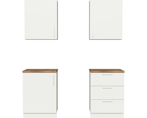Кухонный гарнитур Domaci Болонья 180 см, фасад белый, ручка хром, столешница дуб вотан KUH-708310