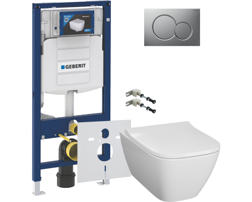 Комплект Унитаз подвесной Geberit Smyle Square 500.683.01.1 с крышкой-сиденьем с микролифтом + Комплект крепления для инсталляций Geberit Duofix 111. Комплект Унитаз подвесной Geberit Smyle Square 500.683.01.1 с крышкой-сиденьем с микролифтом + Комплект крепления для инсталляций Geberit Duofix 111.