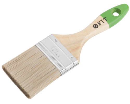 Кисть флейцевая "Микс", смешанная натуральная и искусственная щетина, деревянная ручка 2,5" (63 мм)