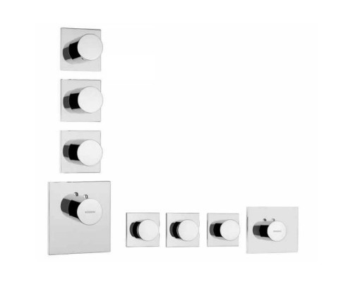 Bossini Oki Термостат для душа, встраиваемый, с девиаторм/запорным вентилем на 3 - 6 выходов, уст-ка верт/гор., цвет: хром. Z030202000,  Z031205.030