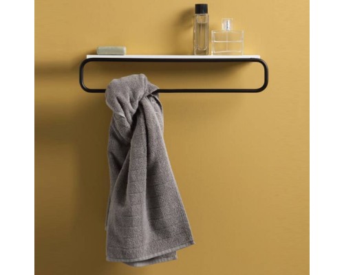Bertocci Mettitutto Полотенцедержатель 40х7х9см., с белой полкой, цвет: черный матовый. 113 8712 0800