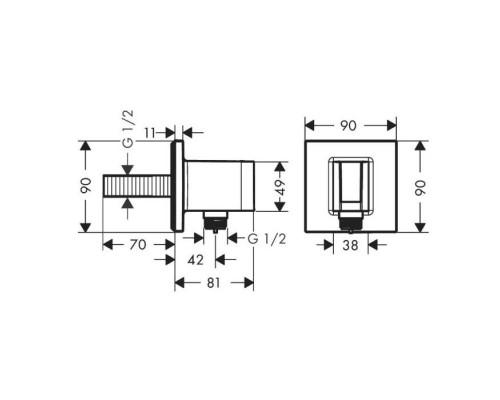 Hansgrohe FixFit E Шланговое подключение с держателем для душа, цвет: шлифованная бронза. 26889140 Hansgrohe FixFit E Шланговое подключение с держателем для душа, цвет: шлифованная бронза. 26889140