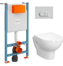 Комплект VitrA Zentrum L-box 9012B003-7206 подвесной унитаз безободковый, с микролифтом + инсталляция + кнопка