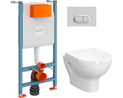 Комплект VitrA Zentrum L-box 9012B003-7206 подвесной унитаз безободковый, с микролифтом + инсталляция + кнопка Комплект VitrA Zentrum L-box 9012B003-7206 подвесной унитаз безободковый, с микролифтом + инсталляция + кнопка