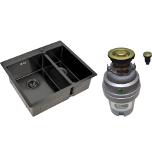 Комплект Мойка Zorg Inox PVD 59-2-51-L GRAFIT L, графит + Измельчитель ZR-75 D BRONZE