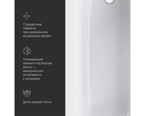 W90A-170-075W-A Ванна акриловая 170х75 см W90A-170-075W-A Ванна акриловая 170х75 см