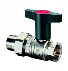 Кран шаровой Oventrop Optibal DN20 PN16 с американкой НР/ВР чёрная пластиковая рукоятка. 1075706