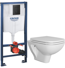 Комплект Унитаз подвесной VitrA Berg 5507B003-6280 с микролифтом + Инсталляция Grohe Solido 38811KF0 3 в 1 с кнопкой смыва