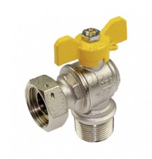 Кран шаровой угловой для газа Tiemme 1/2 HPх1/2 BP жёлтая бабочка. 2220002