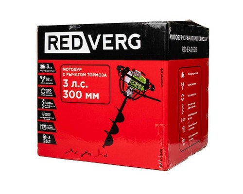 Мотобур REDVERG с рычагом тормоза RD-EA262B Мотобур REDVERG с рычагом тормоза RD-EA262B