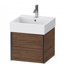 Duravit XViu Тумба подвесная 48.4x45.4x39.7см, с раковиной, 2 ящика, цвет: walnut dark/черный матовый. 2350500000,  XV43330B221