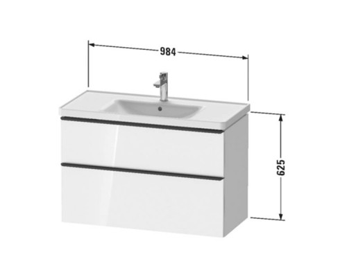 Duravit D-Neo Тумба с раковиной 98.4x45.2хh62.5см, 2 ящика, подвесная, цвет: Белый матовый. DE435601818