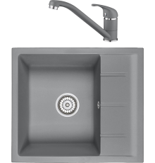 Комплект Мойка кухонная Emar Quartz EMQ-1580.Q Алмаз + Смеситель 3009.9 Алмаз