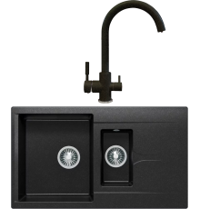 Комплект Мойка кухонная Polygran Brig 870 черная + Смеситель Элара Дуо 627666 черный