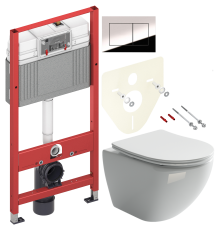 Комплект Унитаз подвесной Ceramicanova Metropol CN4002 безободковый + Инсталляция TECE Now 9400412 4 в 1 с кнопкой смыва
