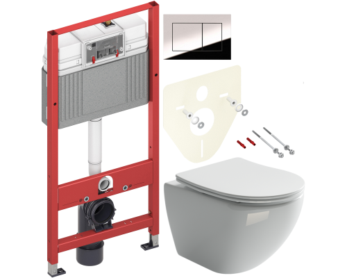 Комплект Унитаз подвесной Ceramicanova Metropol CN4002 безободковый + Инсталляция TECE Now 9400412 4 в 1 с кнопкой смыва