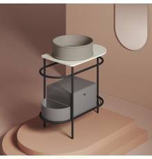 Artceram Flair 3.0 Металлическая консоль с раковиной, 85х46х75.5см., напольная, с выдвижным ящиком и мраморной столешницей, цвет: черный матовый/matera. ATL001 41 00,  ACA067 17,  ACM037 52,  TFA009 94