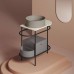Artceram Flair 3.0 Металлическая консоль с раковиной, 85х46х75.5см., напольная, с выдвижным ящиком и мраморной столешницей, цвет: черный матовый/matera. ATL001 41 00, ACA067 17, ACM037 52, TFA009 94