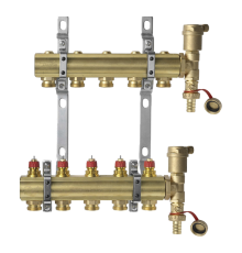 Комплект коллекторов Danfoss FHF-5 set с кронштейнами и воздухоотводчиками, 5 контуров. 088U0705