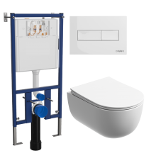 Комплект Унитаз подвесной Ceramicanova Modena Rimless CN6063MW + Инсталляция DIWO 4501 + Кнопка 7320 белая