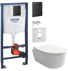Комплект Унитаз подвесной BOCCHI V-Tondo 1416-001-0129 белый глянцевый + Крышка A0336-001 с микролифтом, глянцевая белая + Шумоизоляция Grohe 37131000 + Инсталляция Solido 38811KF0 3 в 1 с кнопкой смыва