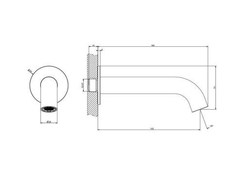 Gessi 316 Излив для ванны с удаленным управлением, цвет: Black XL. 54008#299