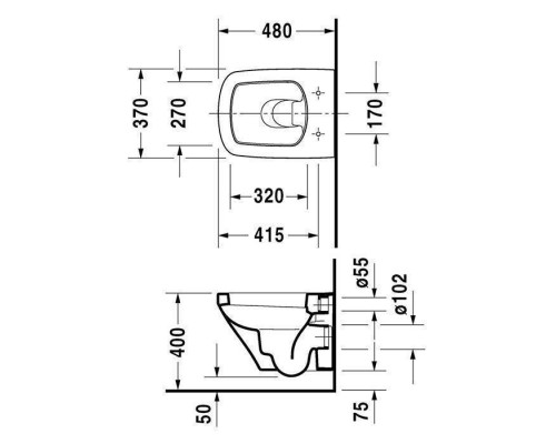 Duravit DuraStyle Унитаз компакт подвесной 48х37см, с креплением, цвет: белый. 2539090000