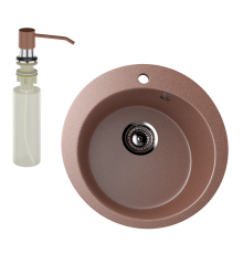 Мойка кухонная Ulgran U-405 307 терракотовая + дозатор U-01 терракот