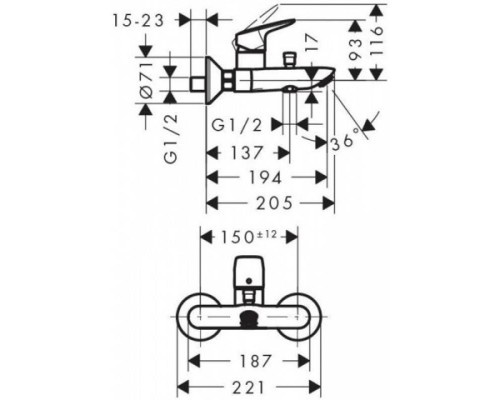 Hansgrohe Logis, Смеситель для ванны и душа, Цвет: хром. 71400000 Hansgrohe Logis, Смеситель для ванны и душа, Цвет: хром. 71400000