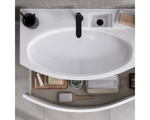 Kerama Marazzi Riva Тумба подвесная 100см, левая, с раковиной, цвет: белый матовый. RV.wb.100Lh,  RV.100Lh\WHT.M