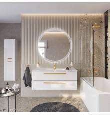 Мебель для ванной комнаты Cezares Eco Cer-N 120, bianco opaco, раковина Duet 120, ручки сатиновое золото