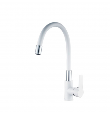 Смеситель комбинированный Haiba HB70113-8 силиконовый с гибким изливом, белый/хром HB70113-8