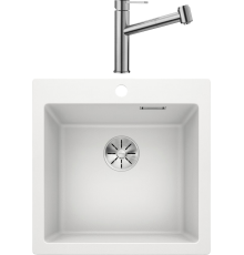 Комплект Мойка кухонная Blanco Pleon 5 белая + Смеситель Ambis-S 523119