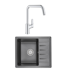 Комплект Мойка Granula Standart 5803, черный + Смеситель Grohe Eurosmart