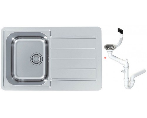 Alv 1136608 Line Max 80 Мойка I обор, 1 чаша, 0,7 мм, SAT, 3½ 790x500х190 мм+сифон 1130551, шк 500 1136608