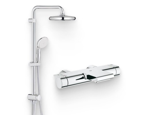 Душевой комплект Термостат Grohe Grohtherm 2000 New 34174001 для ванны с душем + Стойка New Tempesta System 26381001 Душевой комплект Термостат Grohe Grohtherm 2000 New 34174001 для ванны с душем + Стойка New Tempesta System 26381001