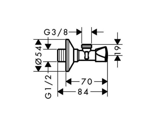 Hansgrohe E Угловой вентиль с рукояткой, подключение 1/2, отвод 3/8, цвет: хром. 13902000 Hansgrohe E Угловой вентиль с рукояткой, подключение 1/2, отвод 3/8, цвет: хром. 13902000