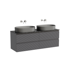Тумба с раковиной Sancos Folk 140, grey soft, столешница черный мрамор TT140A1, раковина CN6048MH