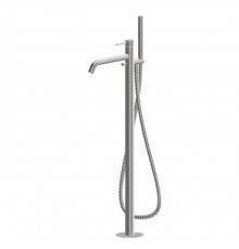 Newform X-STEEL 316 Смеситель для ванны напольный, излив 243 мм, в компл: руч. душ, шланг, без встр. части, цвет: PVD Brushed pale gold. 69684EX.59.098