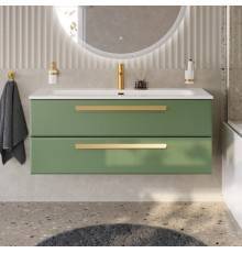 Тумба с раковиной Cezares Eco Cer-N 120, фисташковый софт, раковина Eco 120, ручки сатиновое золото