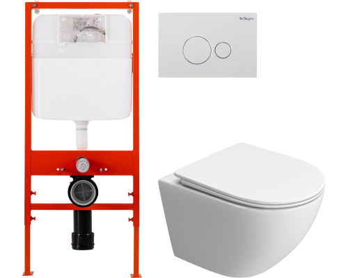 Комплект Унитаз подвесной BelBagno Uno BB5177CH-TOR/SC + Инсталляция BB026 + Кнопка BB082BL белая Комплект Унитаз подвесной BelBagno Uno BB5177CH-TOR/SC + Инсталляция BB026 + Кнопка BB082BL белая
