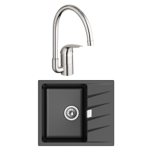 Комплект Мойка Rivelato Raum RM-58 nero + Смеситель Grohe Euroeco