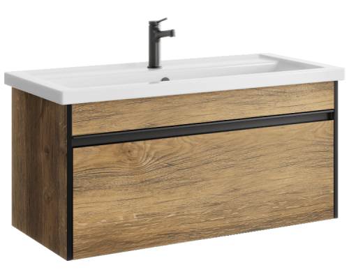 AQ URB0110DB Urban Тумба под умывальник, подвесная, с одним ящиком, 966х460х450 мм, Дуб Балтийский URB0110DB