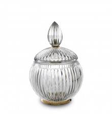 3SC Elegance Баночка универсальная, D=12/h18 см, с крышкой, настольная, цвет: прозрачный хрусталь/золото 24к. opaco. EL49ACRGO