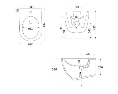 Artceram File 2.0 Биде подвесное 36х52см., 1 отв., цвет: черный матовый. FLB001 17 00