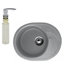 Мойка кухонная Ulgran U-403 342 графитовая + дозатор U-02 графит